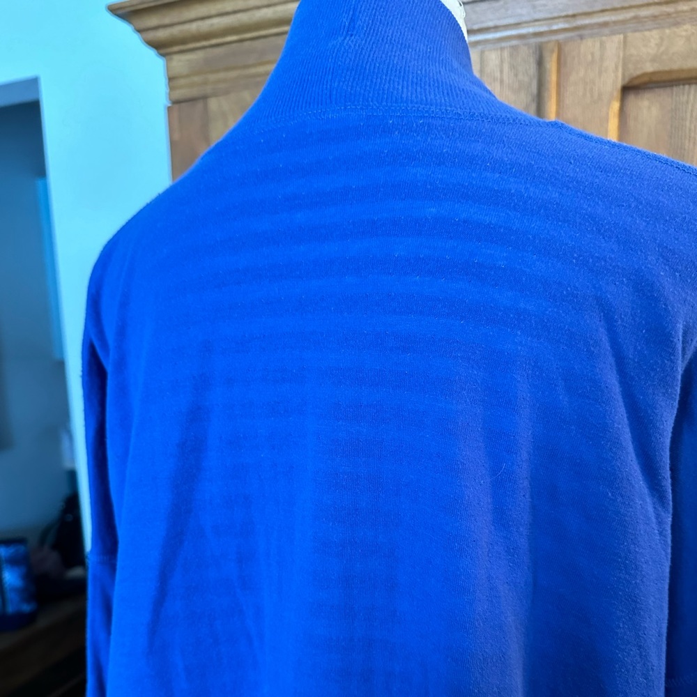 Liz Claiborne Blue Open Front Cardigan weekend royal blue stripes long cozy sz L - Picture 12 of 15